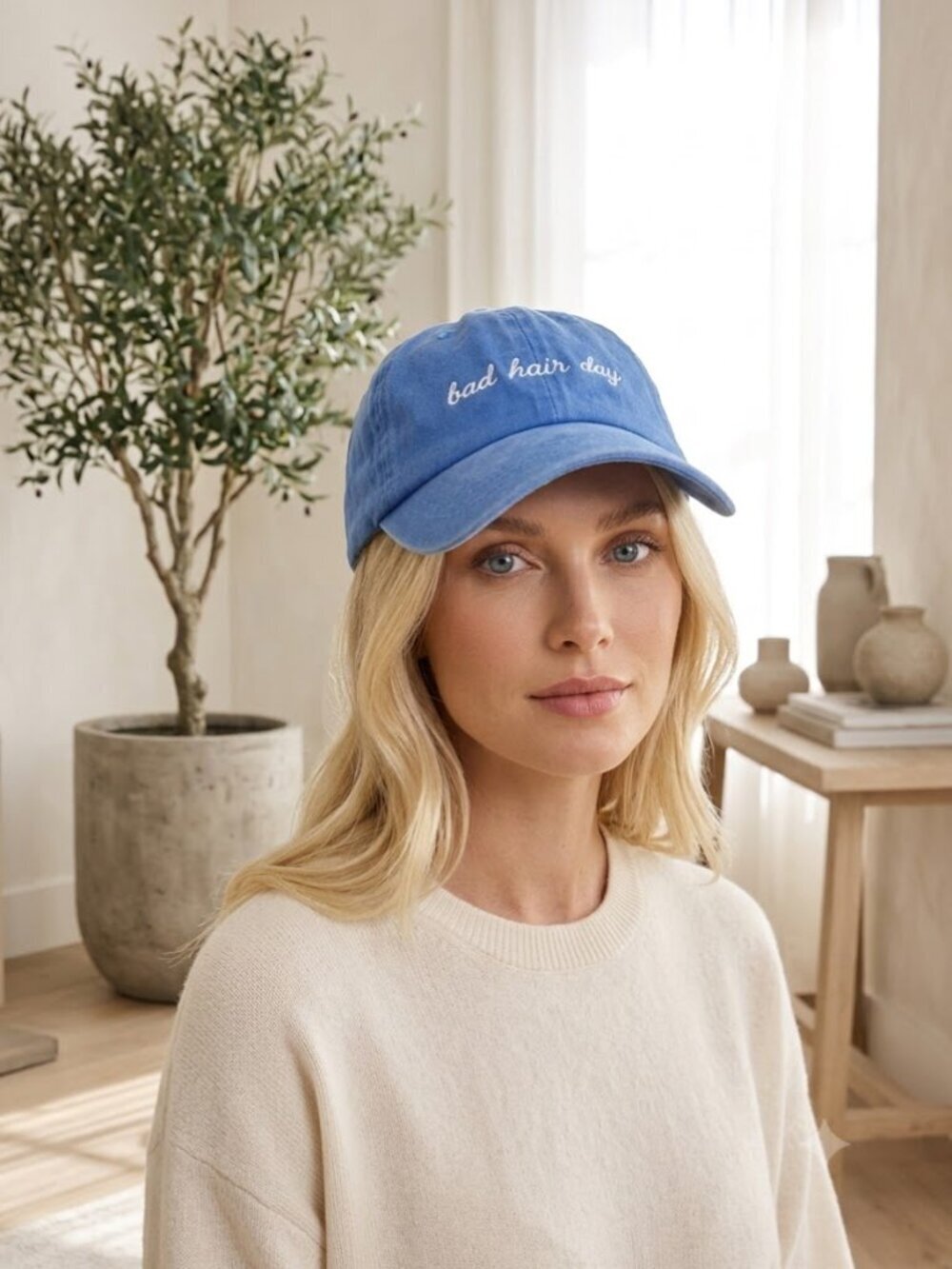 David & Young Blue "Bad Hair Day" Embroidered Dad Hat Baseball Cap OS